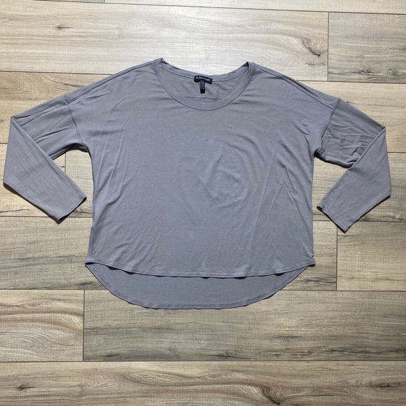 Eileen Fisher Womens Long Sleeve High Low Hem Top Size M Gray/Taupe‎ Viscose - Picture 1 of 6
